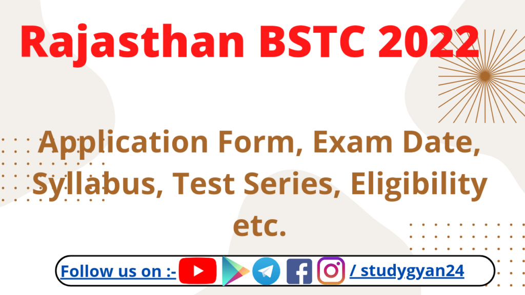Rajasthan BSTC 2022 Application Form 
