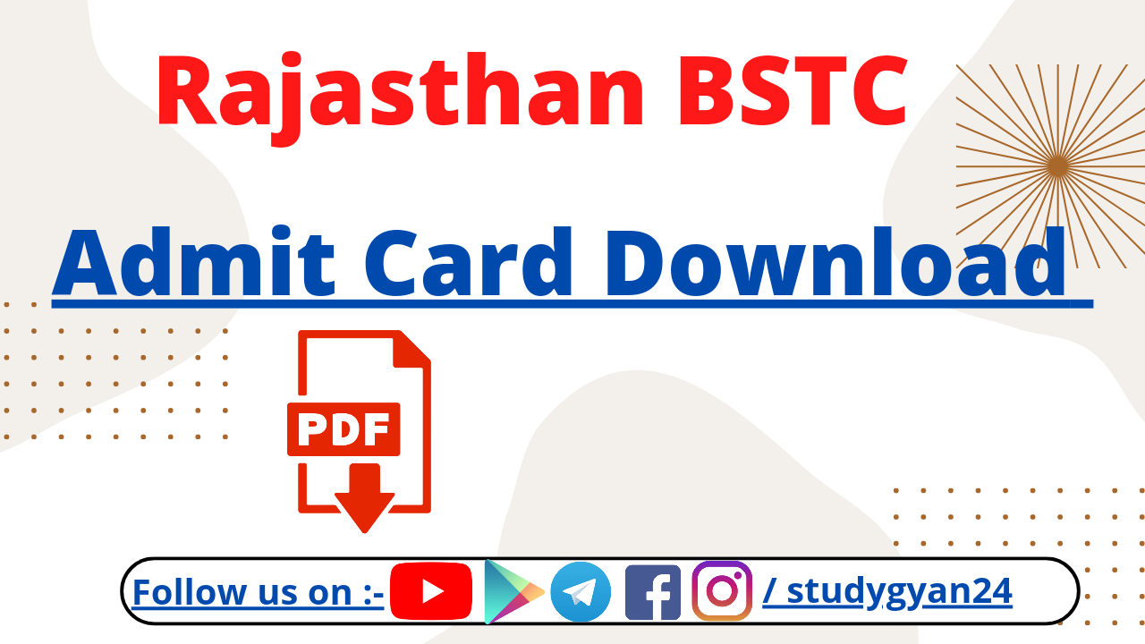 BSTC Admit Card 2022 Download Link - Rajasthan BSTC